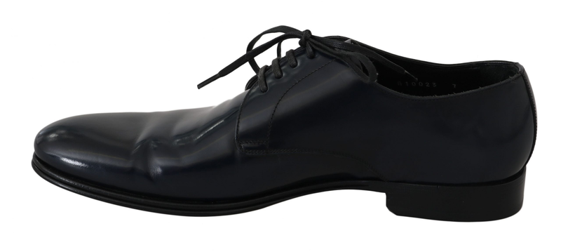 Blue leather dress derby formal mens shoes-null