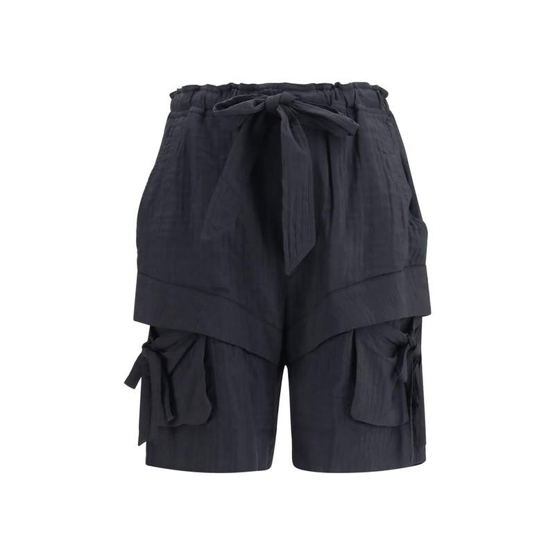 Black viscose bermuda shorts-null