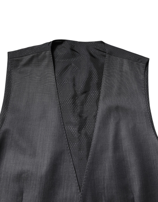 Black wool waistcoat dress formal vest-null