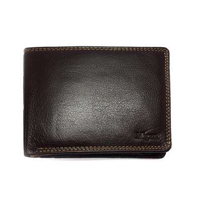 Migant design brown leather wallet in gift box 2000, Brown, medium