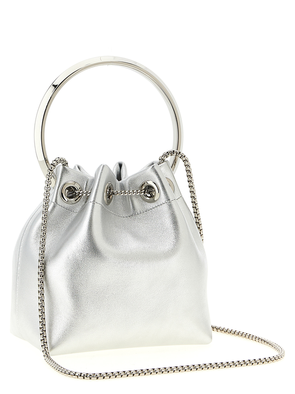 Silver lamb leather handbag-null