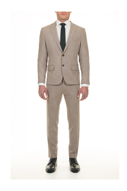 No name athens brown textured suit-null