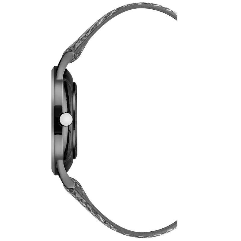 Black leather dress watch-null
