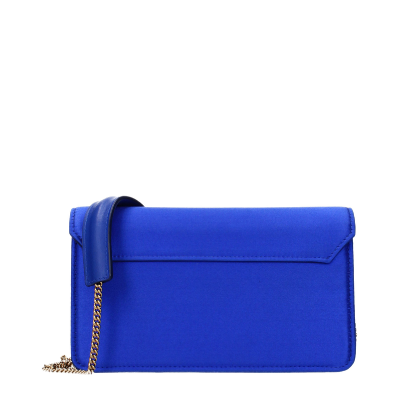 Blue satin clutch bag-null