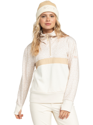 Roxy women's snow sweeping peak - half-zip sweatshirt, Pebble Roxygram, medium