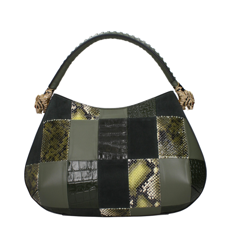 Green leather handbag-null