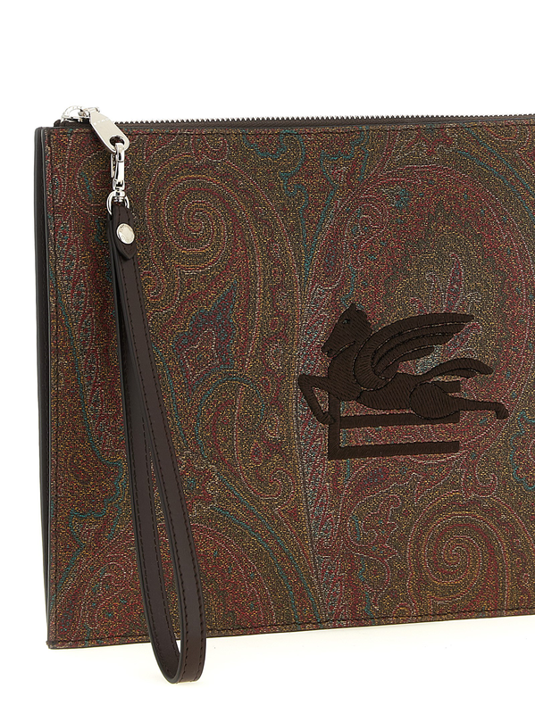 Brown cotton clutch bag-null