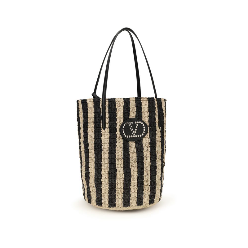 Black raffia backet bag-null