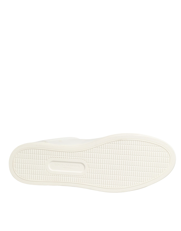 White leather heart embellished sneakers shoes-null