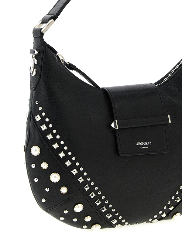 White lamb leather shoulder bag-null