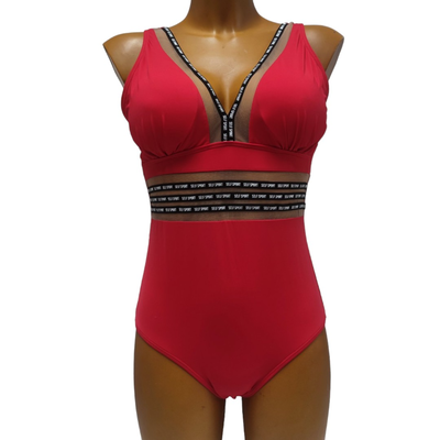 Womens one piece swimsuit #qd401, Red, medium