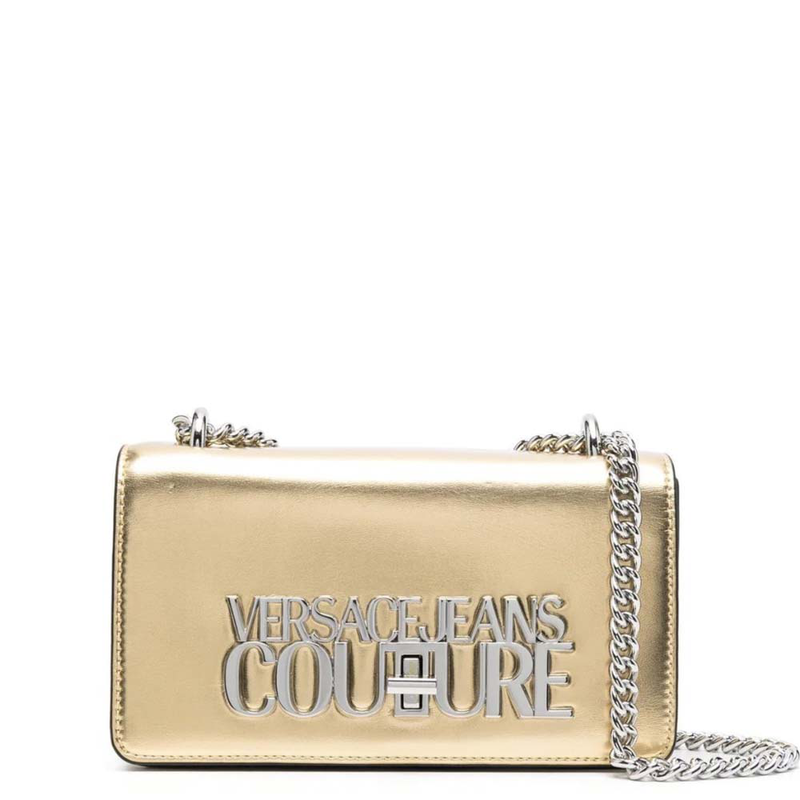 Silver logo golden shoulder bag-null