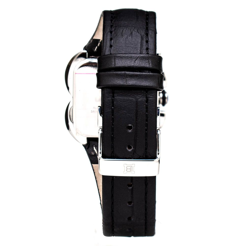 Black leather dress watch-null