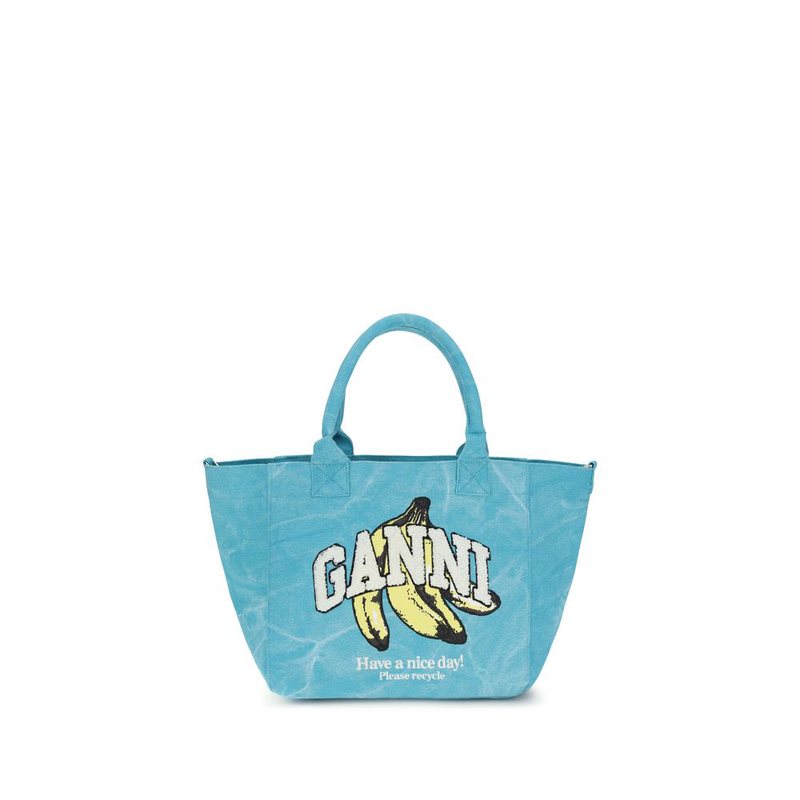 Blue recycled cotton shoulder bag-null