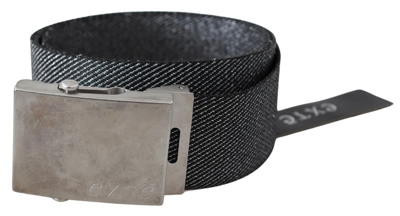 Black silver metal brushed buckle waist belt-null