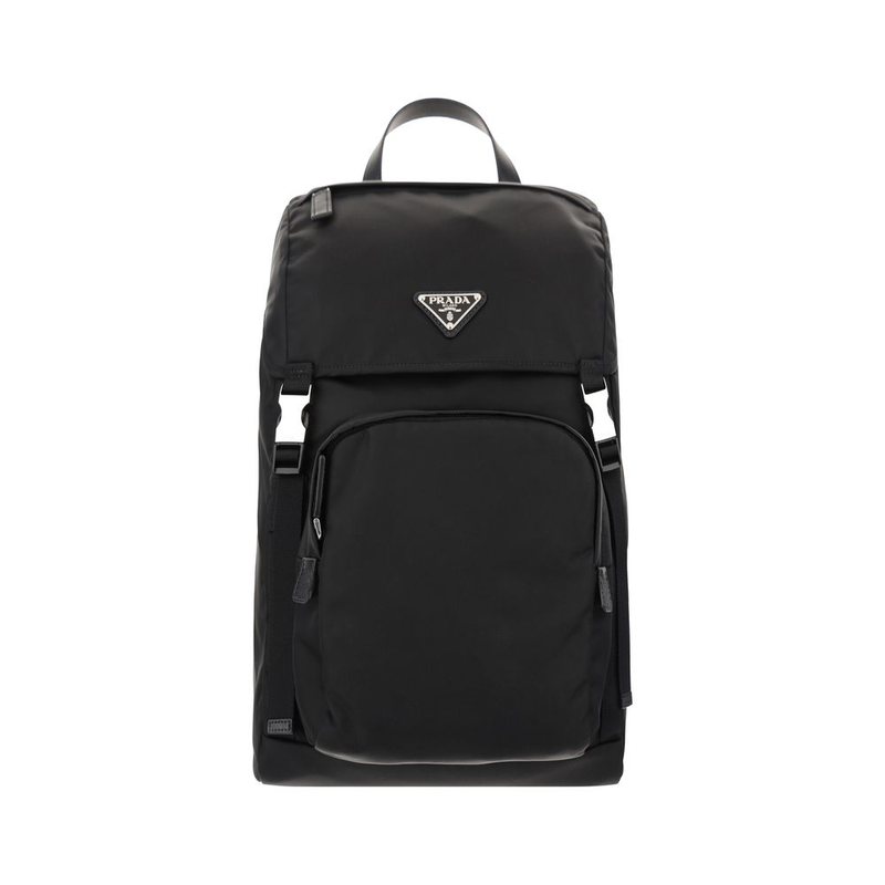 Black nylon backpack-null