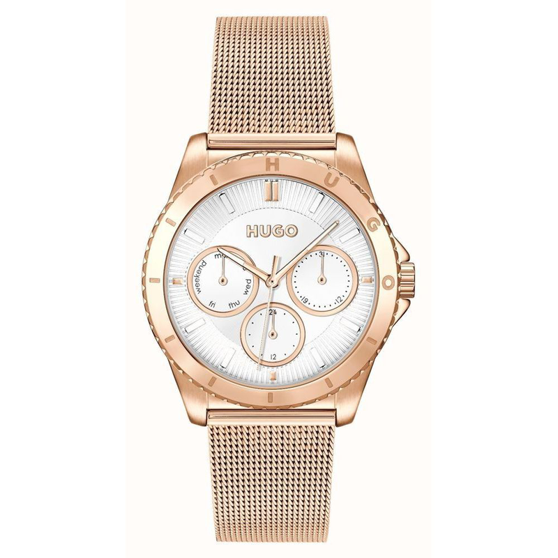 Gold stainless steel dress watch-null