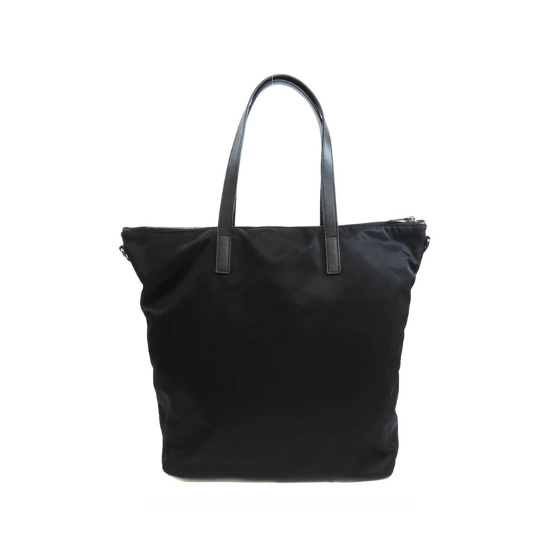 Black nylon tote bag-null