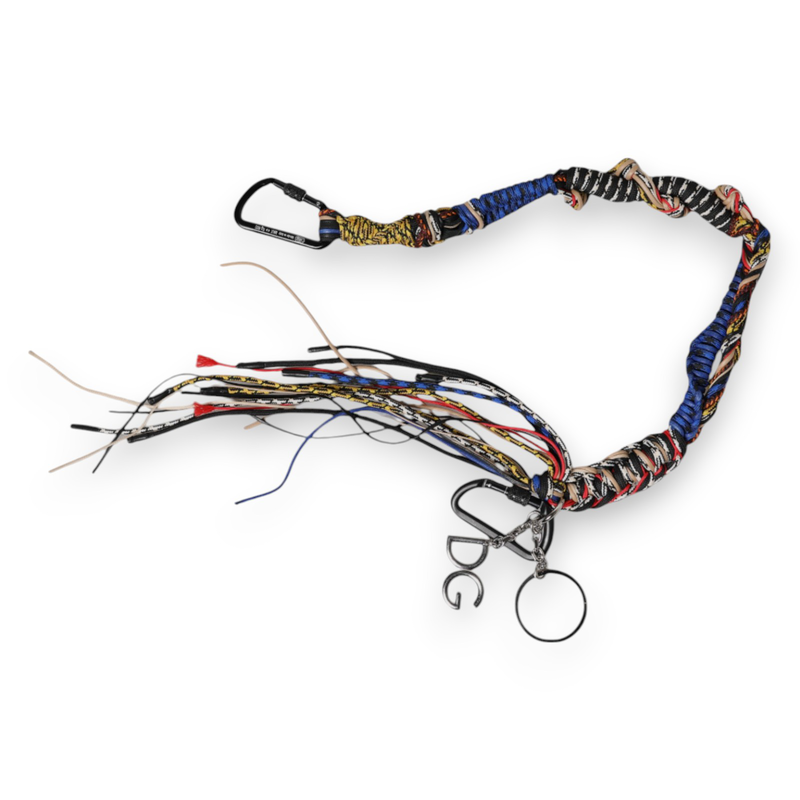 Multicolor braided rope logo bag shoulder strap-null