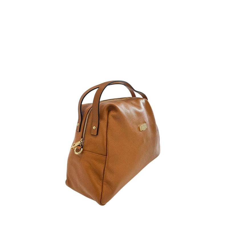 Brown leather women shoulder bag-null