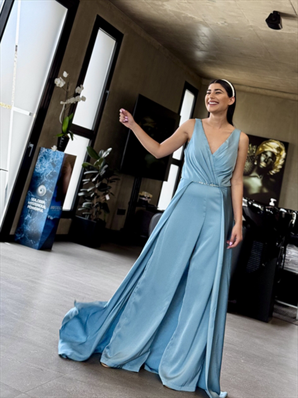Jumpsuit with attached skirt-null