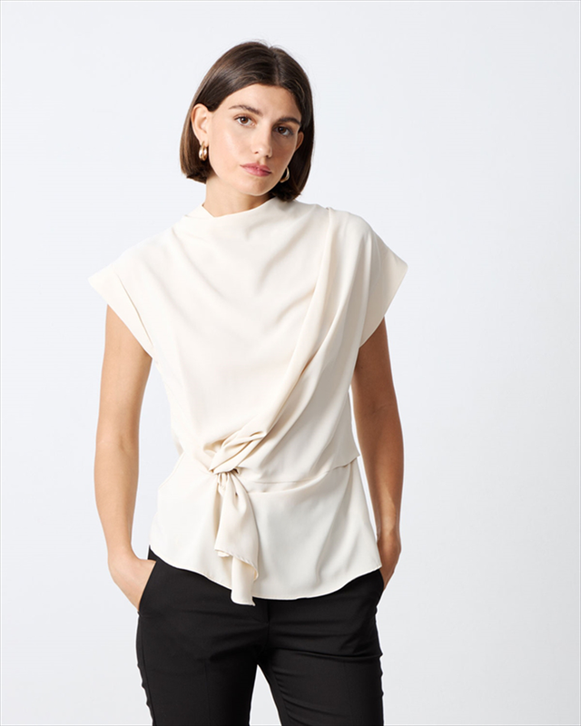 Blouse mock drapep neck image number null