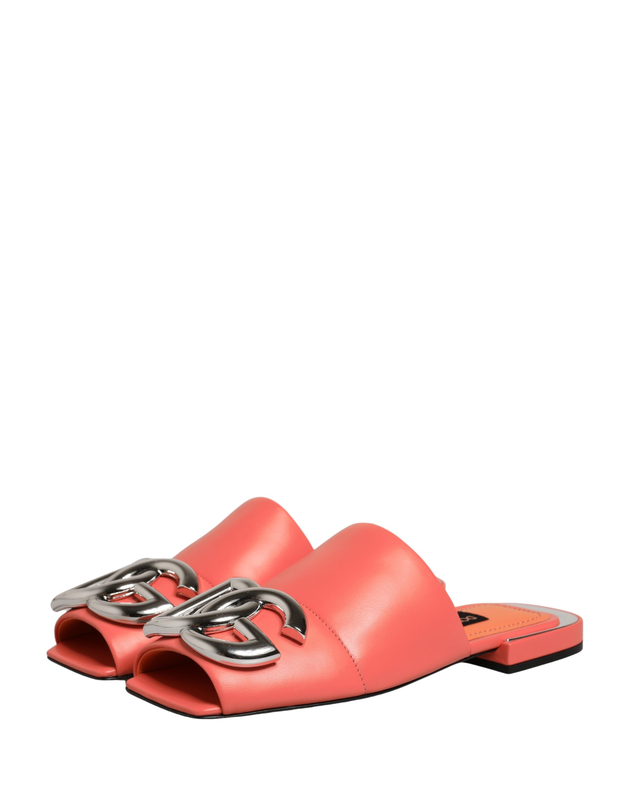 Orange dg logo leather flats sandals shoes-null