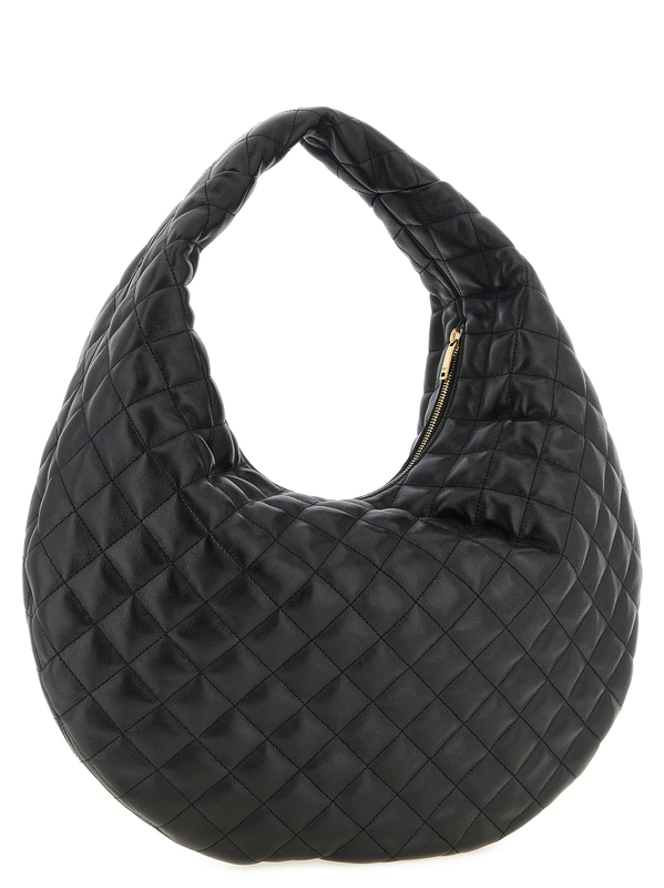 Black lamb leather shoulder bag-null