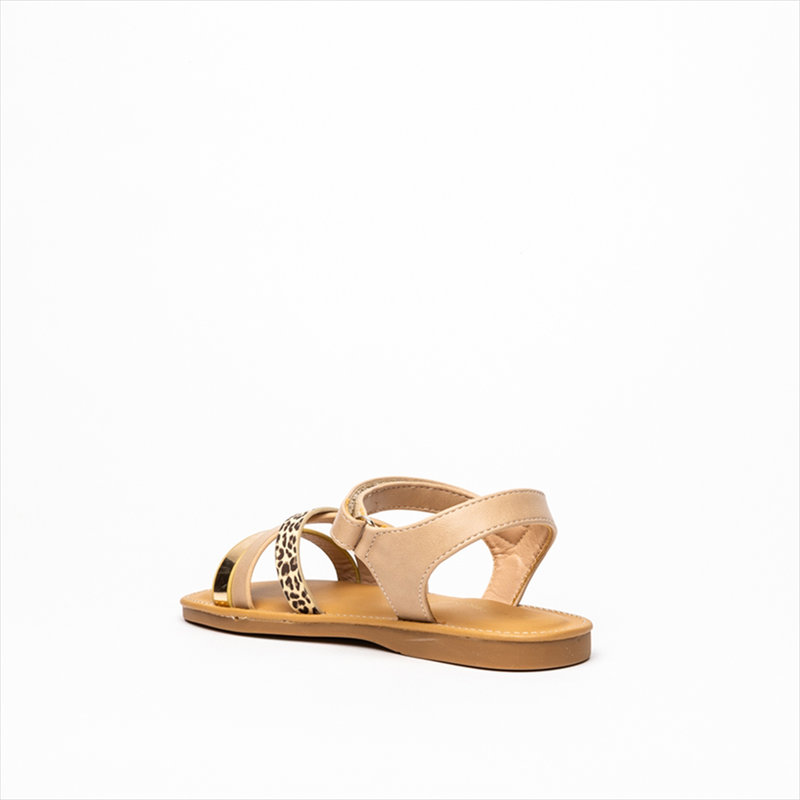 Miss belgini leopard and gold detail girls sandals image number null