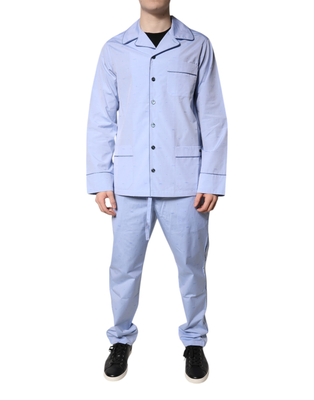 Light blue dg logo cotton men pajama set sleepwear, Light Blue, medium