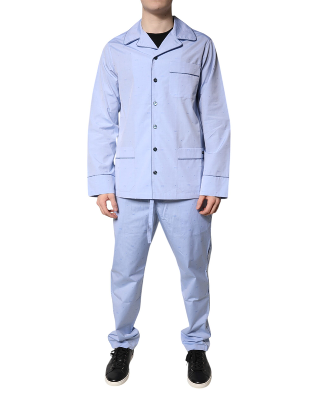 Light blue dg logo cotton men pajama set sleepwear-null