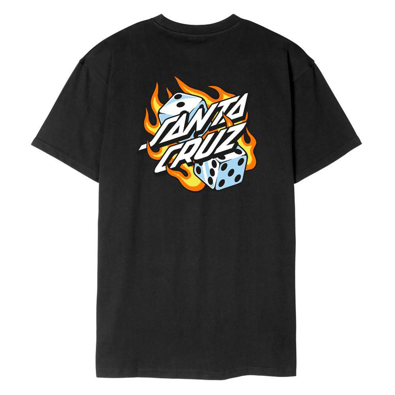 Santa cruz flaming dice dot chest t-shirt-null