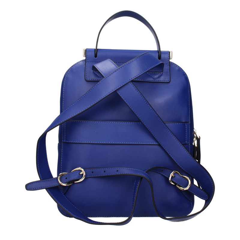 Blue leather backpack-null