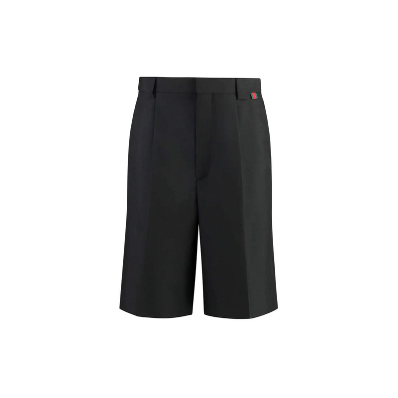 Black polyester bermuda shorts-null