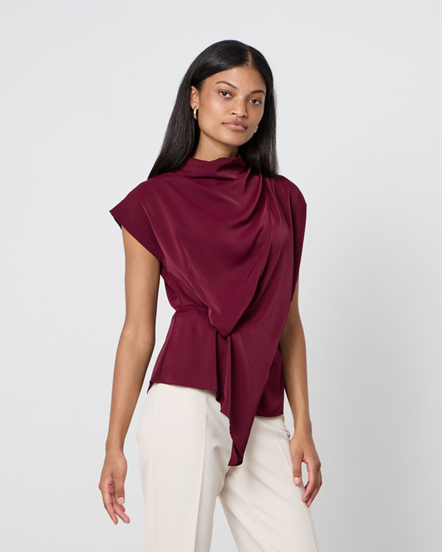 Blouse mock drapep neck image number null