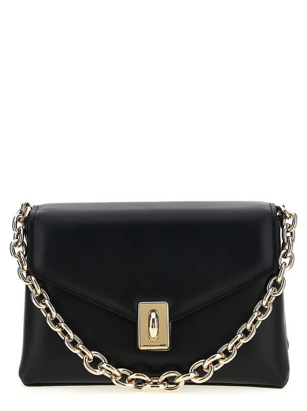 Black leather shoulder bag-null