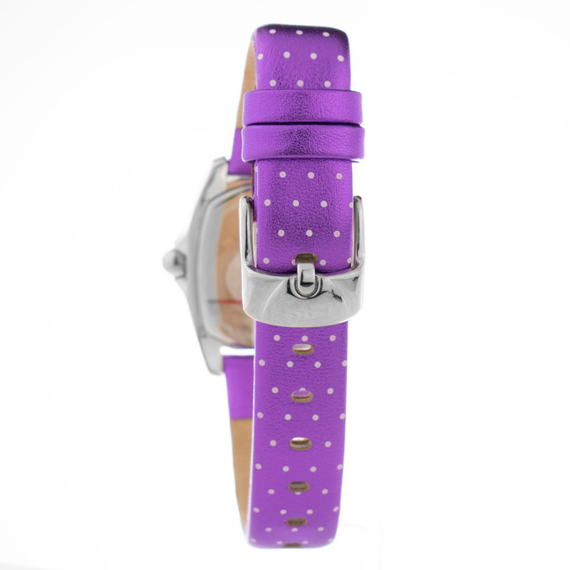 Purple leather dress watch-null