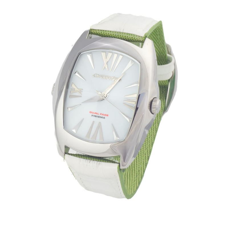 Bicolor leather dress watch-null