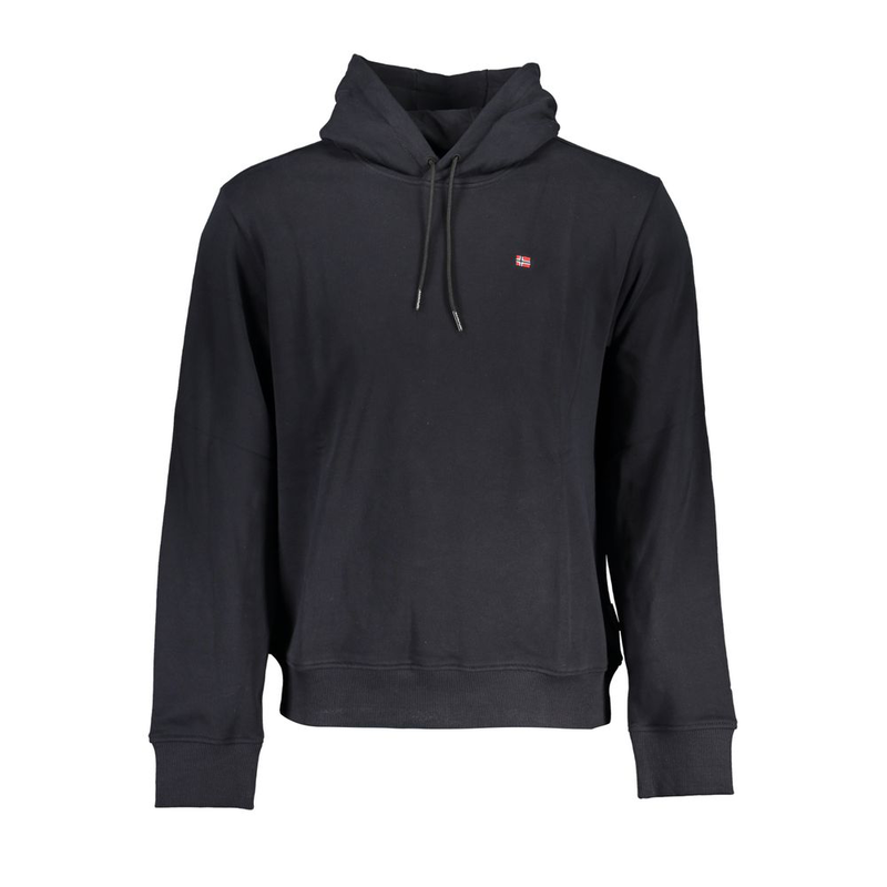 Black cotton men's hoodie-null