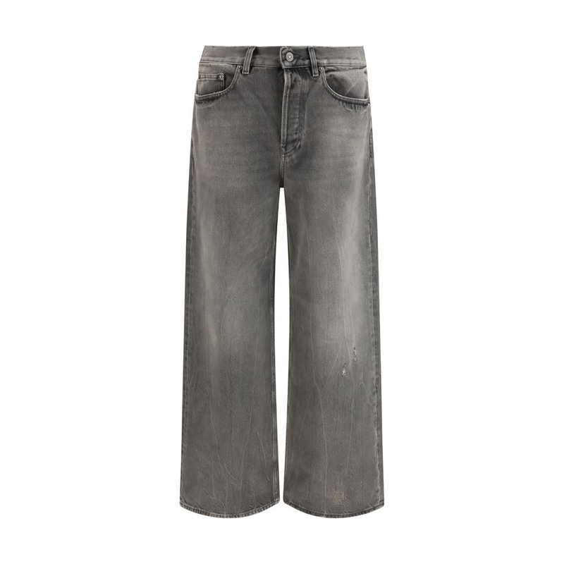 Gray cotton relaxed fit jeans-null