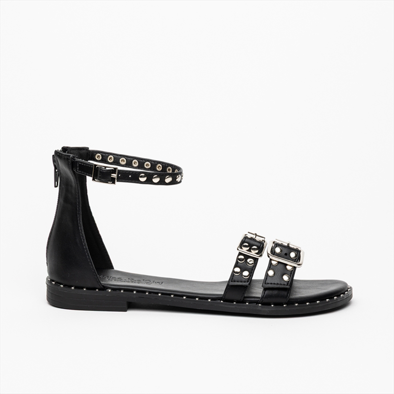 Product image: Miss belgini strap flat sandals with stud and buckle detail-null