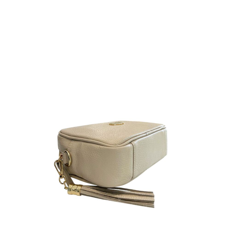 Beige cowhide leather women crossbody bag-null