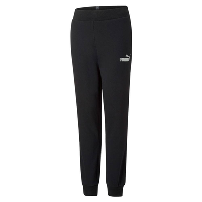 Essential logo girls fleece sweatpants, Black / Silver, medium