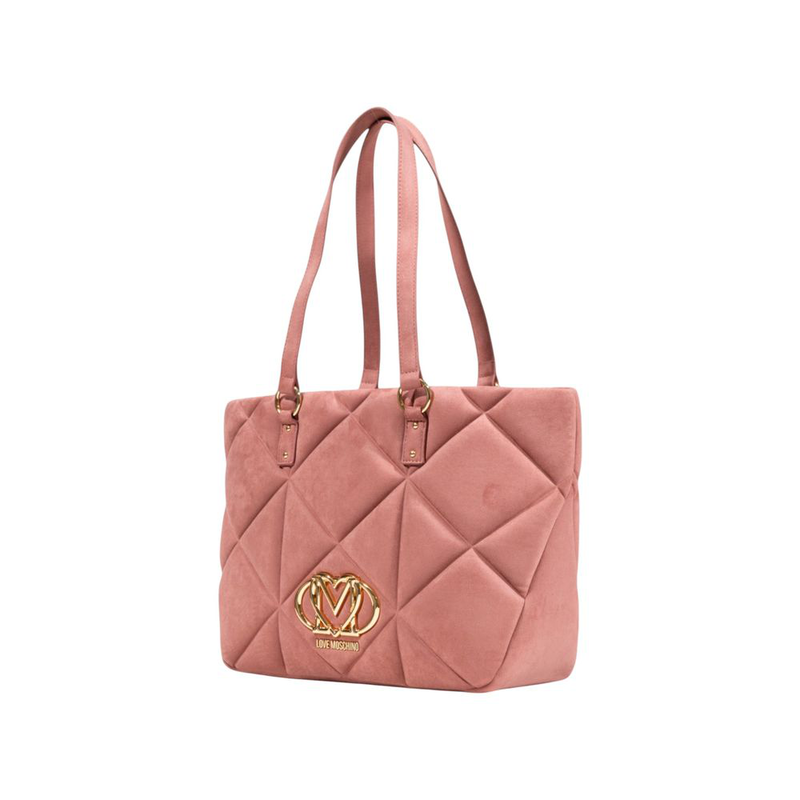 Pink suede leather handbag-null