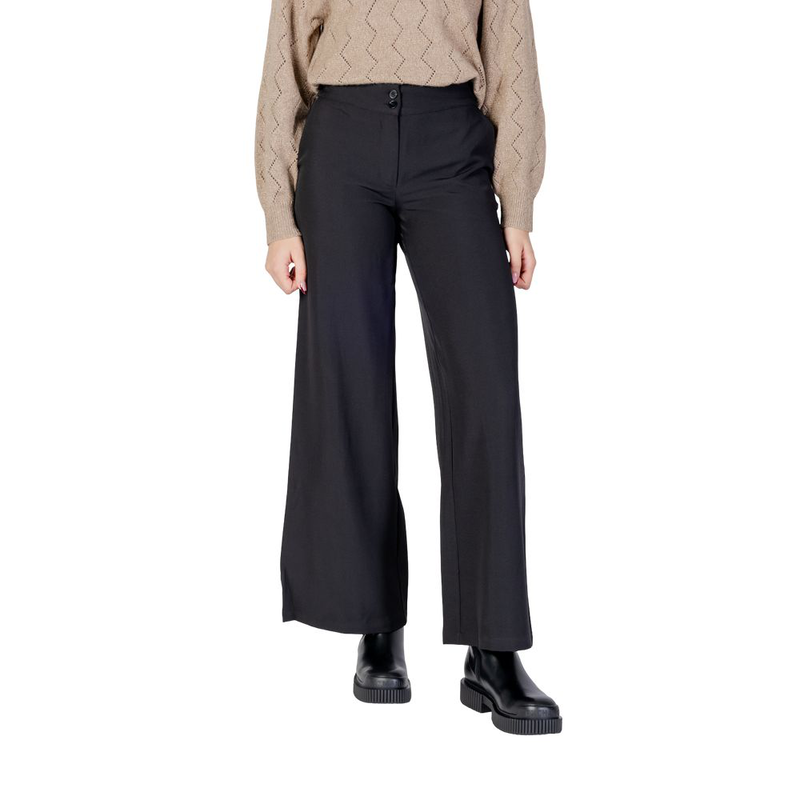 Black polyester flared pants-null