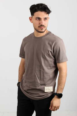 Badge turn up sleeve, White, medium