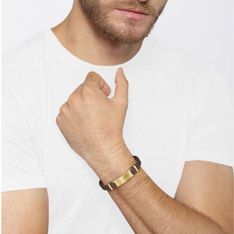 Boss dylan brown medium men's bracelet image number null