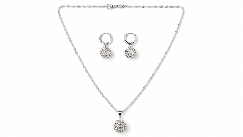 Sterling silver crystal jewelry set-null