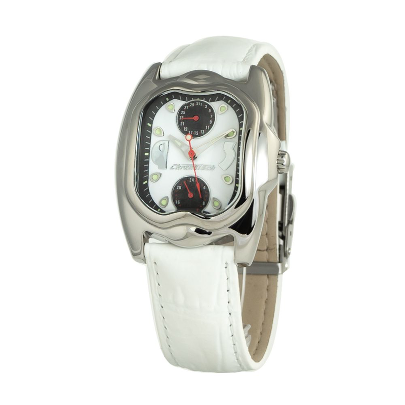 White leather dress watch-null