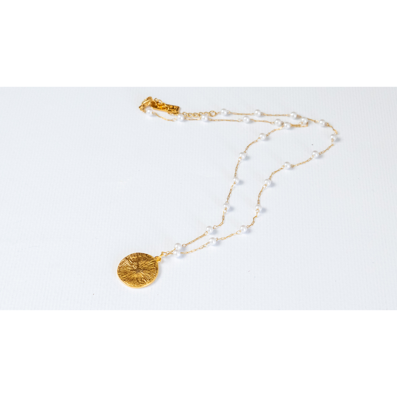 Pearl Rosary Necklace and Phaistos Disc-null